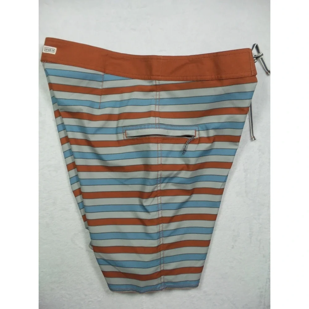 Captain‎ Fin Shorts Mens Size 32 Orange Blue Striped Stretch Boardshorts NWT
